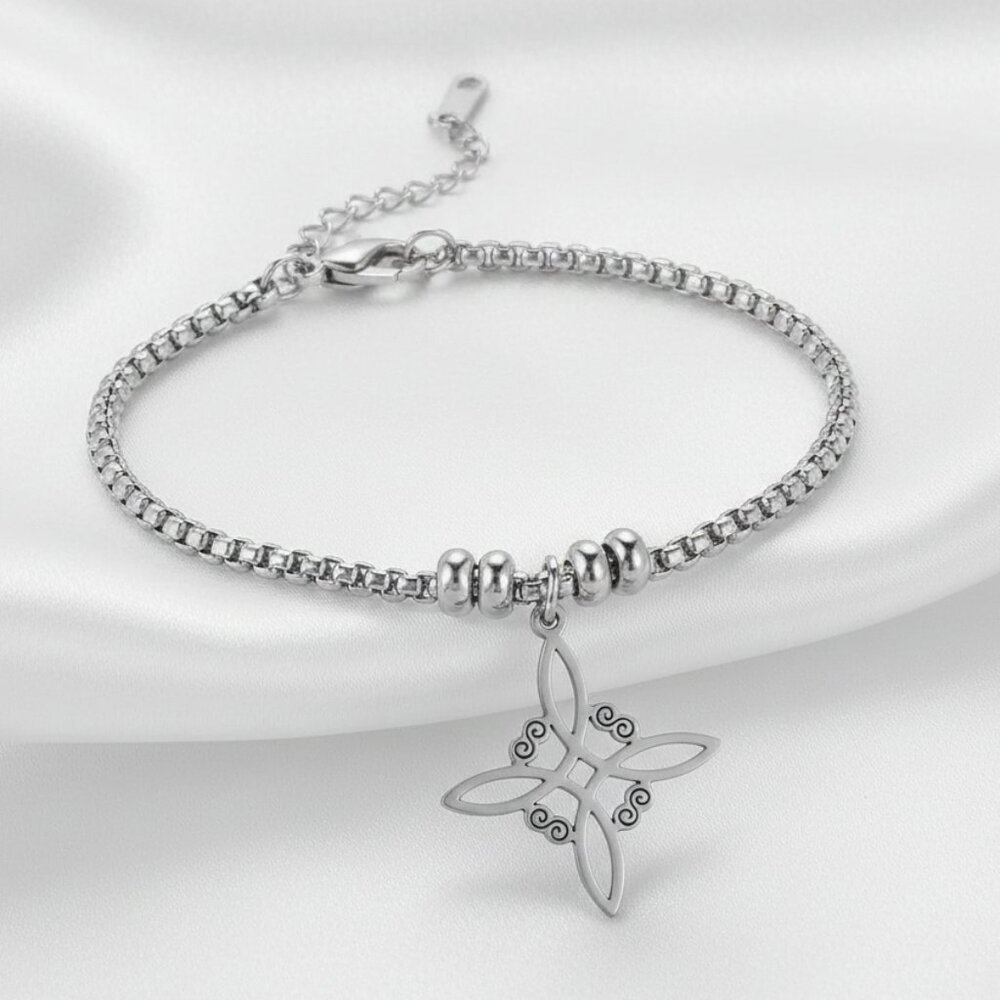 Silver Stainless Steel Witch Celtic Viking Cross Knot Fashion Bracelet NWOT